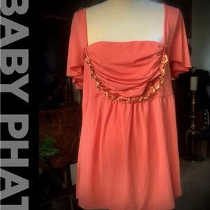 Baby Phat Coral Draped Chain Blouse
